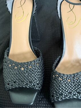 Sam Edelman Black Woven Ankle-Strap Heels